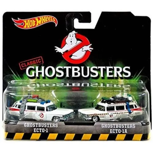 GHOSTBUSTERS ECTO-1 + ECTO-1A HOT WHEELS PREMIUM CAÇA FANTASMAS RODAS DE BORRACHA LACRADO