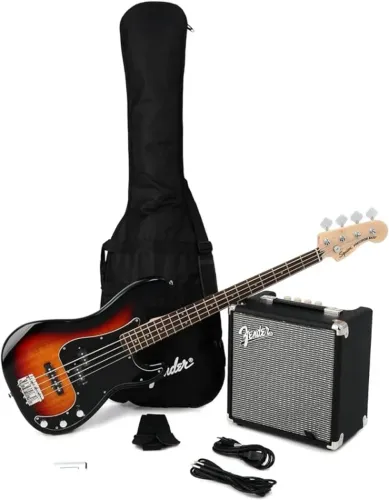 Kit Contrabaixo Fender Squier Affinity PJ Bass Rumble 15 Brown Sunburst