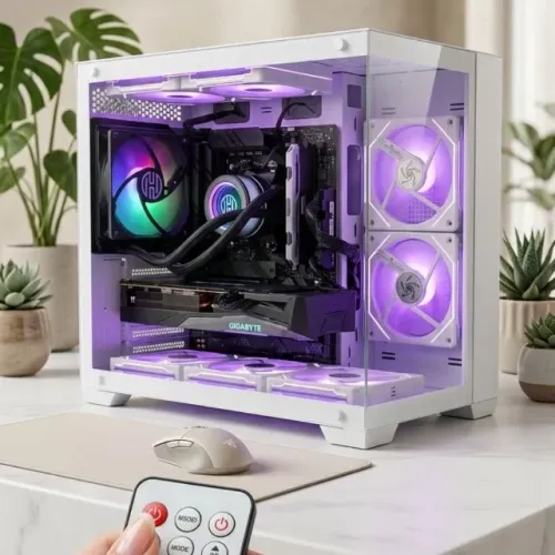 PC GAMER RYZEN 5500X3D + RX 7600 | 24GB RAM | AQUÁRIO BRANCO