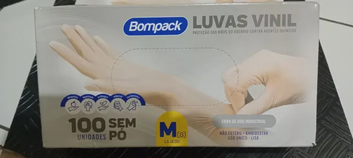 Luva de vinil sem pó