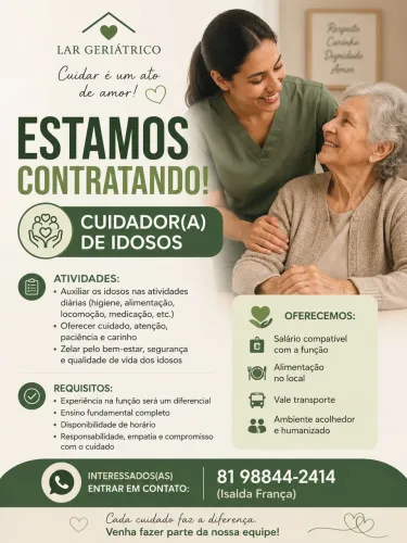 Vaga de emprego para cuidador(a)