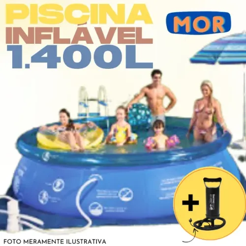 PISCINA INFLÁVEL 1.400L REDONDO PVC RESISTÊNTE ACOMPANHA BOMBA DE INFLAR MANUAL