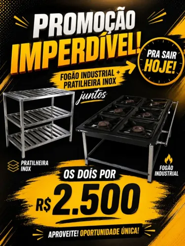 Pratilheira inox e fogão industrial