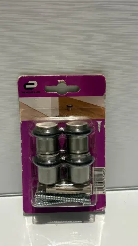 Batedor para porta Standers aço inox prata 4 peças
