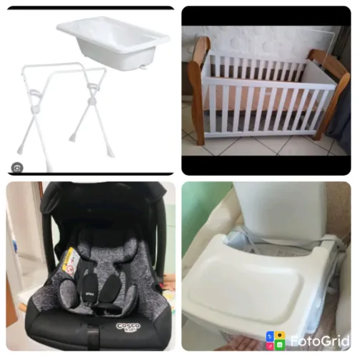 Berço, cadeirinha de alimentação,bebê conforto, banheira