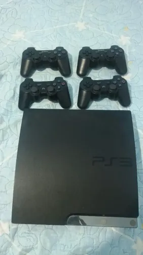 Ps3 Slim 320GB + 4Controles + 3 Jogos - Não Liga - Para Peças