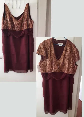 Vestido de Festa Marsala com Renda Dourada + Bolero