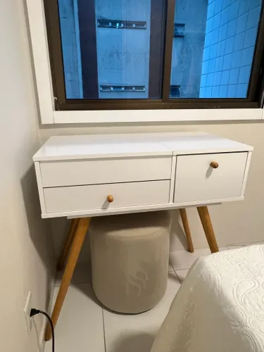 Penteadeira retrô cristal 3 gavetas branco - Olivar Móveis