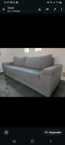 Sofá 3 lugares chenille cinza Não retrátil 