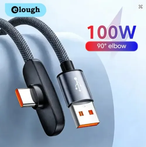 Cabo 2 metros 100w USb e Tipo-C em Angulo 90º Graus Carga Turbo 5A Modelo Top do mercardp