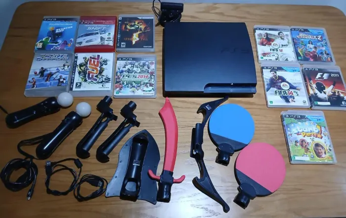 Playstation 3 original bloqueado com controles move. 1.100,00