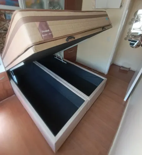 Cama box baú Queen size colchão probel + brinde
