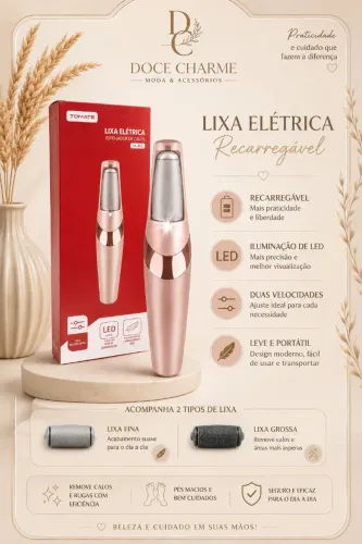 Lixa elétrica recarregável
