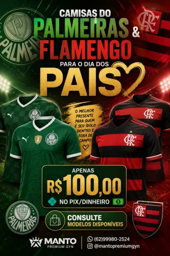 Camisas Tailandesas Palmeiras & Flamengo