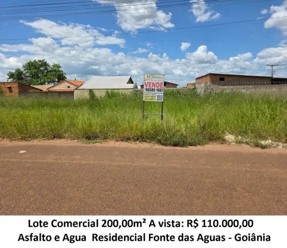 Leia a descrição: Lote Comercial 200,00m² (Asfalto e Agua) Residencial Fonte das Aguas