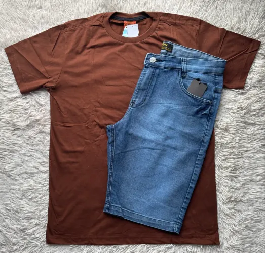 Kit Camisa Básica e Bermuda Jeans