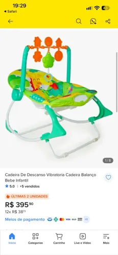 Cadeirinha de descanso e balanço GALZERANO