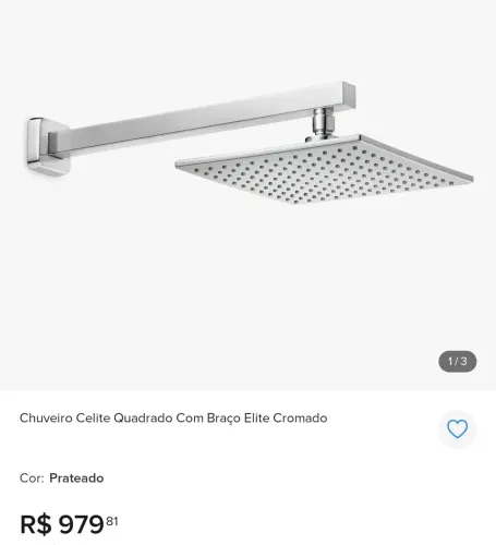 Chuveiro quadrado cromado CELITE ELITE novo 