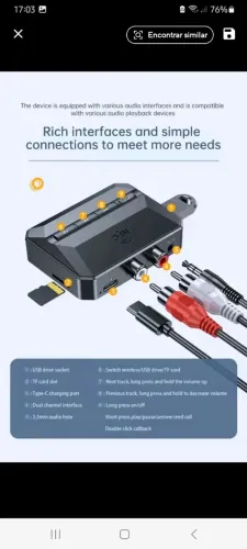 receptor de áudio Bluetooth 