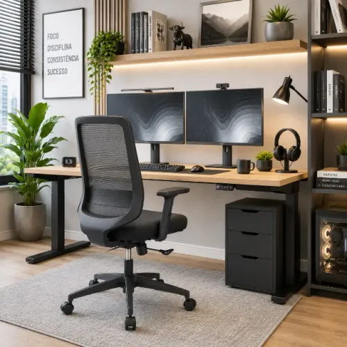 Cadeira de escritório (150kg) ergonômica NR17 com ajustes