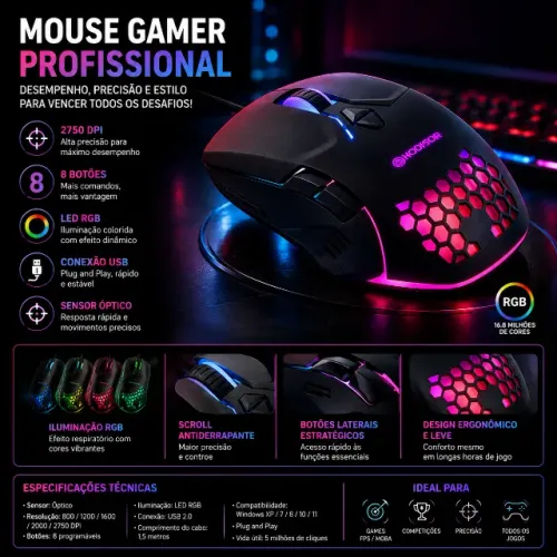 Kit Gamer Mouse e Teclado Mecânico TGT Sherman V3 C1 Switch ABNT2 + Mouse