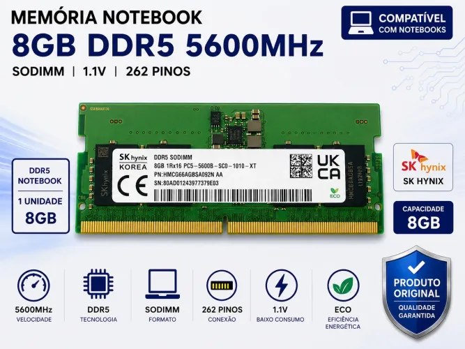 Memória Ram DDR5 Sk Hynix para Notebook