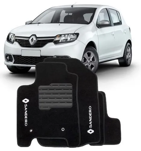 Jogo Tapete Carpete Renault Sandero 2008 À 2018 5 Peças Bordado