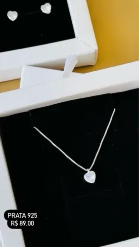 Conjunto Coração Prata 925