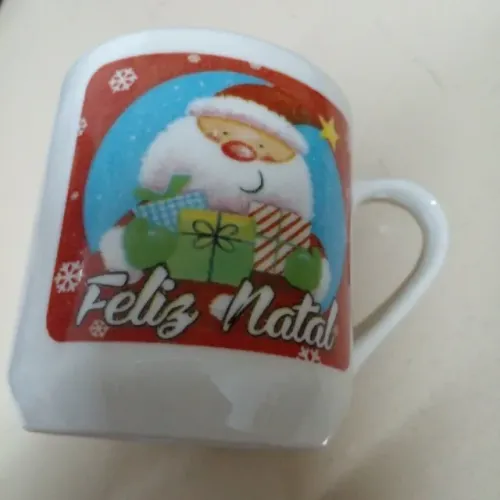 Xicara Louça Branca Feliz Natal