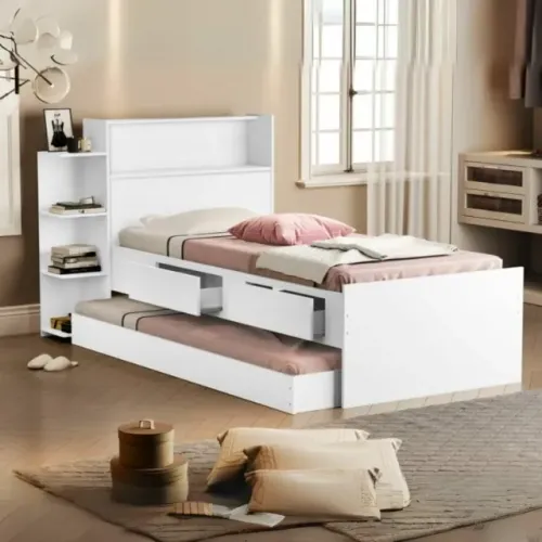 Cama Solteiro Baú Isa com auxiliar