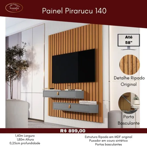 Painel pirarucu 1,40m para tv até 58"