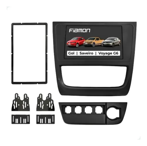 Moldura Painel Para Multimídia 7 Pol 2 Din VW Gol Voyage Saveiro G6 2013 2014 2015 