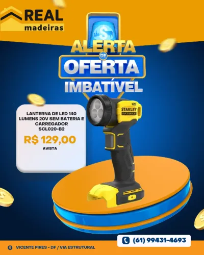 Lanterna De Led 140 Lumens 20V Sem Bateria E Carregador STANLEY- SCL020-B2