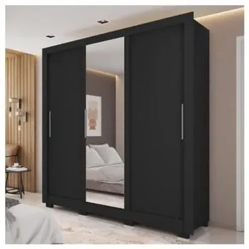 Guarda Roupa Casal 3 Portas 4 Gavetas Preto