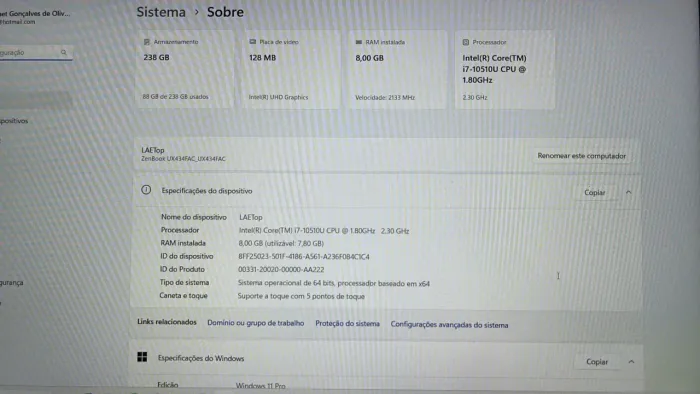 Título: Notebook Asus Zenbook 14 ScreenPad - Usado