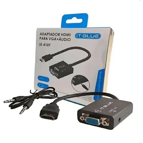 adaptador/conversor HDMI para VGA com saída de áudio da marca IT-BLUE, modelo LE-4107