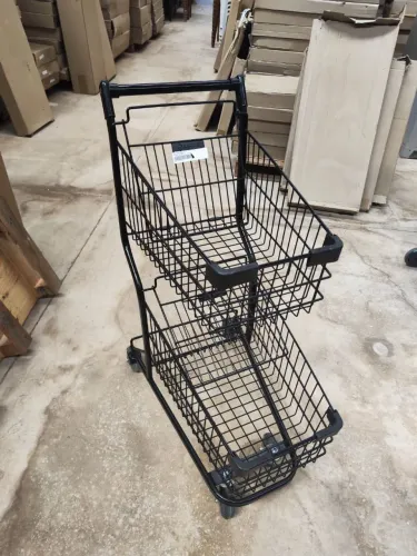 Carrinho de comprar duplo 90 litros na cor preta - novo 