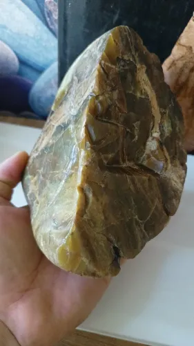 Pedra Opala Verde base reta decoração 1,3kg