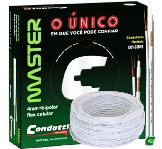 Cabo Coaxial Câmeras De Segurança Cftv 4mm Bipolar 80% 100m