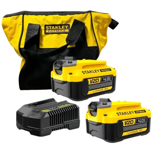 Kit com 2 Baterias 4Ah 20V Max* com Carregador Rápido 4Ah + Bolsa Stanley SCB244CK-BR