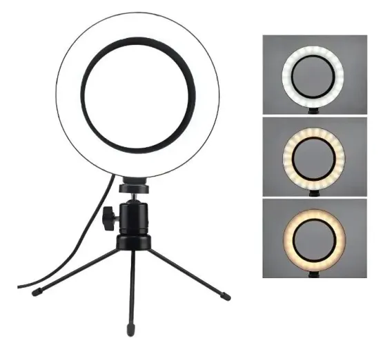 Ring light com mini tripé para fotografia 