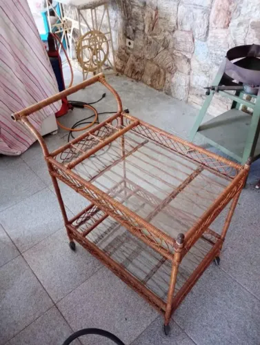 CARRINHO DE BEBIDAS VINTAGE EM VIME - RARÍSSIMO P/ COLECIONADOR - PARADO NO TEMPO