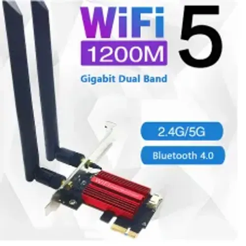 Placa de rede Computador, Wi-Fi 5, AC1200, Wi-Fi 2.4G e 5GHz, Bluetooth 4.0