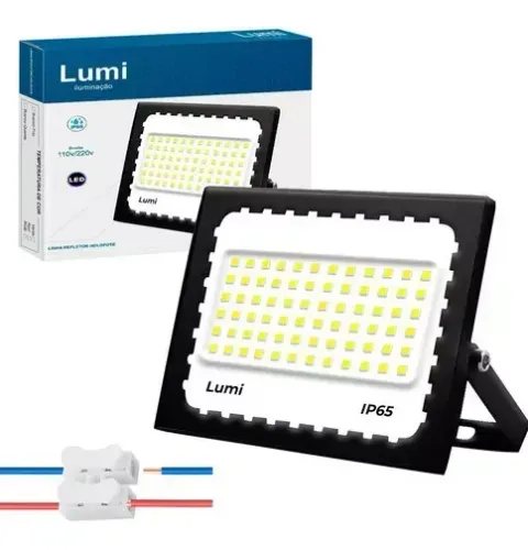 Luminária Mini Holofote Refletor Led 200w Bivolt Lumi Cor da carcaça Preto Cor da luz Bran