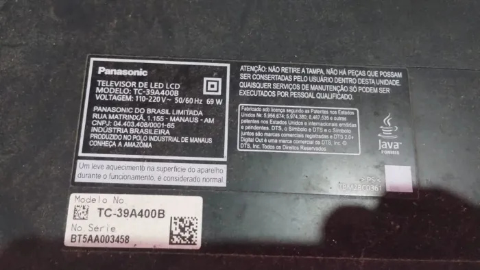 TV LED Panasonic 39 polegadas TC-39A400B