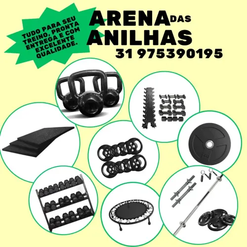 Kit Academia Completo - Anilhas, Halteres, Colchonete, piso