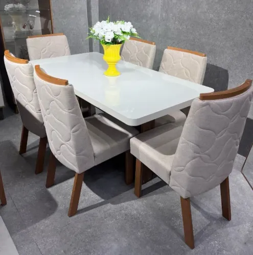 Mesa de Jantar com 6 Cadeiras 100% MDF