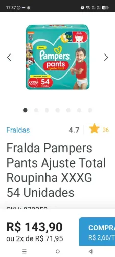 Fralda descartável Pampers pants 