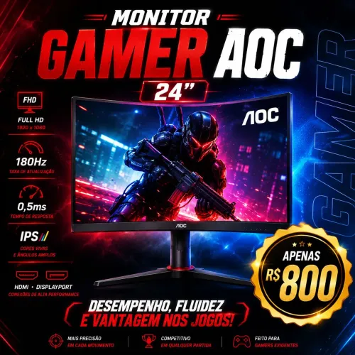 Monitor Gamer AOC 24" Full HD 180Hz Gaming <br>500$