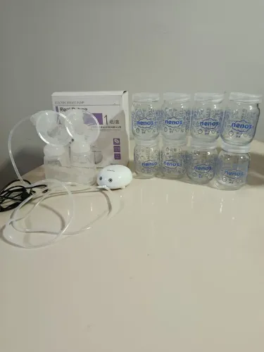 Bomba amamentação elétrica + 8 potes de armazenamento 